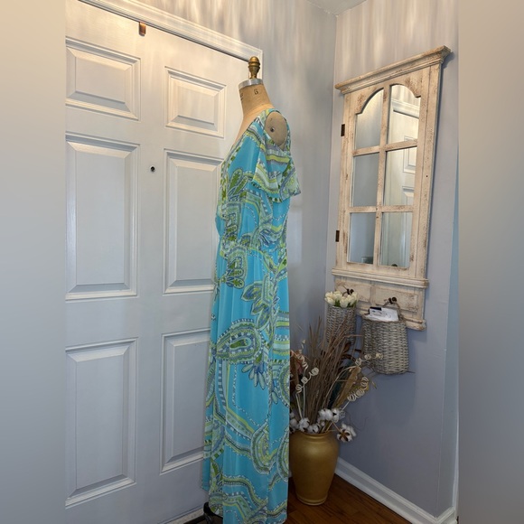 Chico's‎ Soft Blue Cold Shoulder Boho Relaxed Fit LagenLook Dress Size 3 - Picture 2 of 8